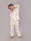 BLOCKS OF INDIA Cotton Hand Block Animal Print Nightwear For Kids Unisex