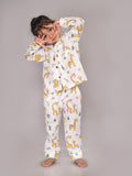 BLOCKS OF INDIA Cotton Hand Block Animal Print Nightwear For Kids Unisex