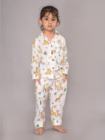 BLOCKS OF INDIA Cotton Hand Block Animal Print Nightwear For Kids Unisex