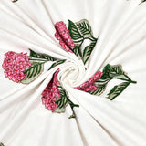 Cotton Dohar / Blanket King Bed Size Hand Block Printed (PINK GREEN ROSE)
