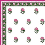 Cotton Dohar / Blanket King Bed Size Hand Block Printed (PINK GREEN ROSE)