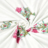 Cotton Dohar / Blanket King Bed Size Hand Block Printed (TURQUOISE FLOWER)