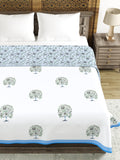 Hand Block Printed 100% Cotton Dohar King Size Reversible (Blue Tree of Life)