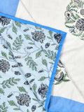 Hand Block Printed 100% Cotton Dohar King Size Reversible (Blue Tree of Life)