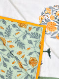 Hand Block Printed 100% Cotton Dohar King Size Reversible (Green Tree Of Life)