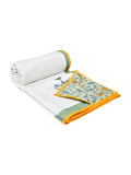 Hand Block Printed 100% Cotton Dohar King Size Reversible (Green Tree Of Life)