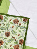 Hand Block Printed 100% Cotton Dohar King Size Reversible (Open Green Motifs)