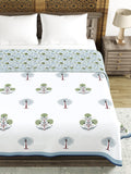 Hand Block Printed 100% Cotton Dohar King Size Reversible (Open Grey Motif)