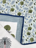 Hand Block Printed 100% Cotton Dohar King Size Reversible (Open Grey Motif)