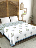 Hand Block Printed 100% Cotton Dohar King Size Reversible (Open Grey Motif)