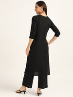 BLOCKS OF INDIA Women Solid Kurta With Trouser (Black)