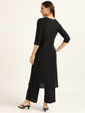 BLOCKS OF INDIA Women Solid Kurta With Trouser (Black)