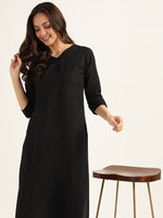 BLOCKS OF INDIA Women Solid Kurta With Trouser (Black)