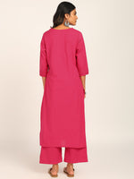 BLOCKS OF INDIA Women Solid Kurta With Trouser (Pink)