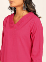 BLOCKS OF INDIA Women Solid Kurta With Trouser (Pink)