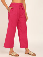 BLOCKS OF INDIA Women Solid Kurta With Trouser (Pink)