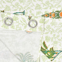 BLOCKS OF INDIA Hand Block Printed Cotton Daylight Curtain with Eyelets(Set of 2 Curtains) (Flower 214 cm / Door)