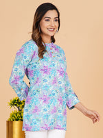 BLOCKS OF INDIA Cotton Hand Printed Short Kurti for Women Short Rainbow Flower