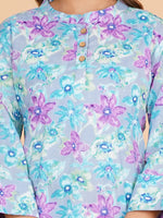 BLOCKS OF INDIA Cotton Hand Printed Short Kurti for Women Short Rainbow Flower