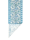 Hand Block Printed Cotton Table Runner, Mat and Napkin Set for Center/Dining Table (Blue Green)