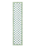 Hand Block Printed Cotton Table Runner, Mat and Napkin Set for Center/Dining Table (Green Blue Buti)