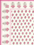 BLOCKS OF INDIA Hand Block Printed Cotton Summer Queen Size Reversible Printed Malmal Dohar Pink Rose