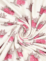 BLOCKS OF INDIA Hand Block Printed Cotton Summer Queen Size Reversible Printed Malmal Dohar Pink Rose