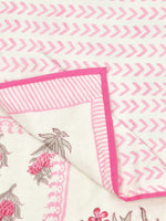 BLOCKS OF INDIA Hand Block Printed Cotton Summer Queen Size Reversible Printed Malmal Dohar Pink Rose