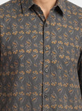 Cotton Hand Block Print Half Sleeves Summer Shirt for Men Grey Yellow Buti
