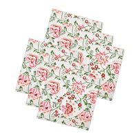 BLOCKS OF INDIA Hand Block Print Cotton Table Napkin (Pink jaal)