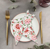 BLOCKS OF INDIA Hand Block Print Cotton Table Napkin (Pink jaal)
