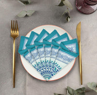 BLOCKS OF INDIA Hand Block Print Cotton Table Napkin (Blue Boota)