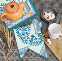 BLOCKS OF INDIA Hand Block Print Cotton Table Napkin (Blue Boota)