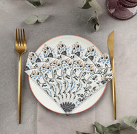 BLOCKS OF INDIA Hand Block Print Cotton Table Napkin (Grey Jaal)
