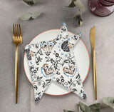 BLOCKS OF INDIA Hand Block Print Cotton Table Napkin (Grey Jaal)