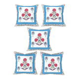 Diwan Set Cotton 8 Piece | Deewan Printed Bedsheet Sets for Living Room Hall (Set of 8 Piece, 1-Bed Sheet | 2-Bolster Cover | 5-Cushion Cover Open Blue Motif