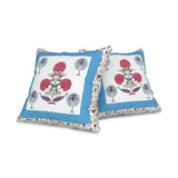 Diwan Set Cotton 8 Piece | Deewan Printed Bedsheet Sets for Living Room Hall (Set of 8 Piece, 1-Bed Sheet | 2-Bolster Cover | 5-Cushion Cover Open Blue Motif