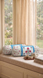 Rajasthani Handmade Hand Block Print Cotton Bolster Cover , Open Blue Motif (2 Pcs)