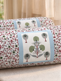 Rajasthani Handmade Hand Block Print Cotton Bolster Cover , Open Grey Motif (2 Pcs)