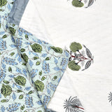 Hand Block Printed Cotton King Size Quilt (Open Grey Motif)