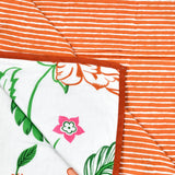 Cotton Dohar / Blanket King Bed Size Hand Block Printed (Orange Anar Jaal)