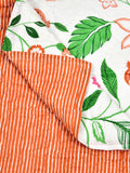 BLOCKS OF INDIA Hand Block Printed Cotton King Size Quilt (Orange Anar)
