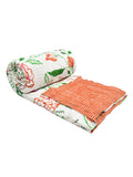 BLOCKS OF INDIA Hand Block Printed Cotton King Size Quilt (Orange Anar)