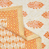 King Size Quilt/Rajai Cotton Hand Block Print (225 cm X 270 cm) (ORANGE POT)