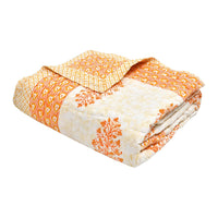 King Size Quilt/Rajai Cotton Hand Block Print (225 cm X 270 cm) (ORANGE POT)