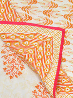 Cotton Dohar / Blanket King Bed Size Hand Block Printed (Orange Buta New)