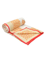 Cotton Dohar / Blanket King Bed Size Hand Block Printed (Orange Buta New)