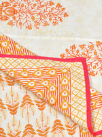 Cotton Dohar / Blanket King Bed Size Hand Block Printed (Orange Buta New)