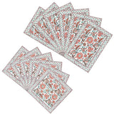 BLOCKS OF INDIA Hand Block Printed Cotton Table Runner, Mat and Napkin Set for Center/Dining Table (Orange Jaal)
