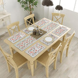 BLOCKS OF INDIA Hand Block Printed Cotton Table Runner, Mat and Napkin Set for Center/Dining Table (Orange Jaal)